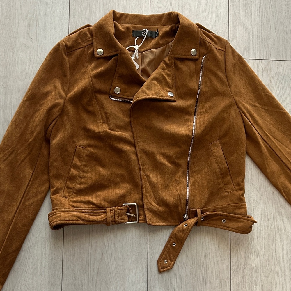 Missguided Brown Suede Leather Jacket